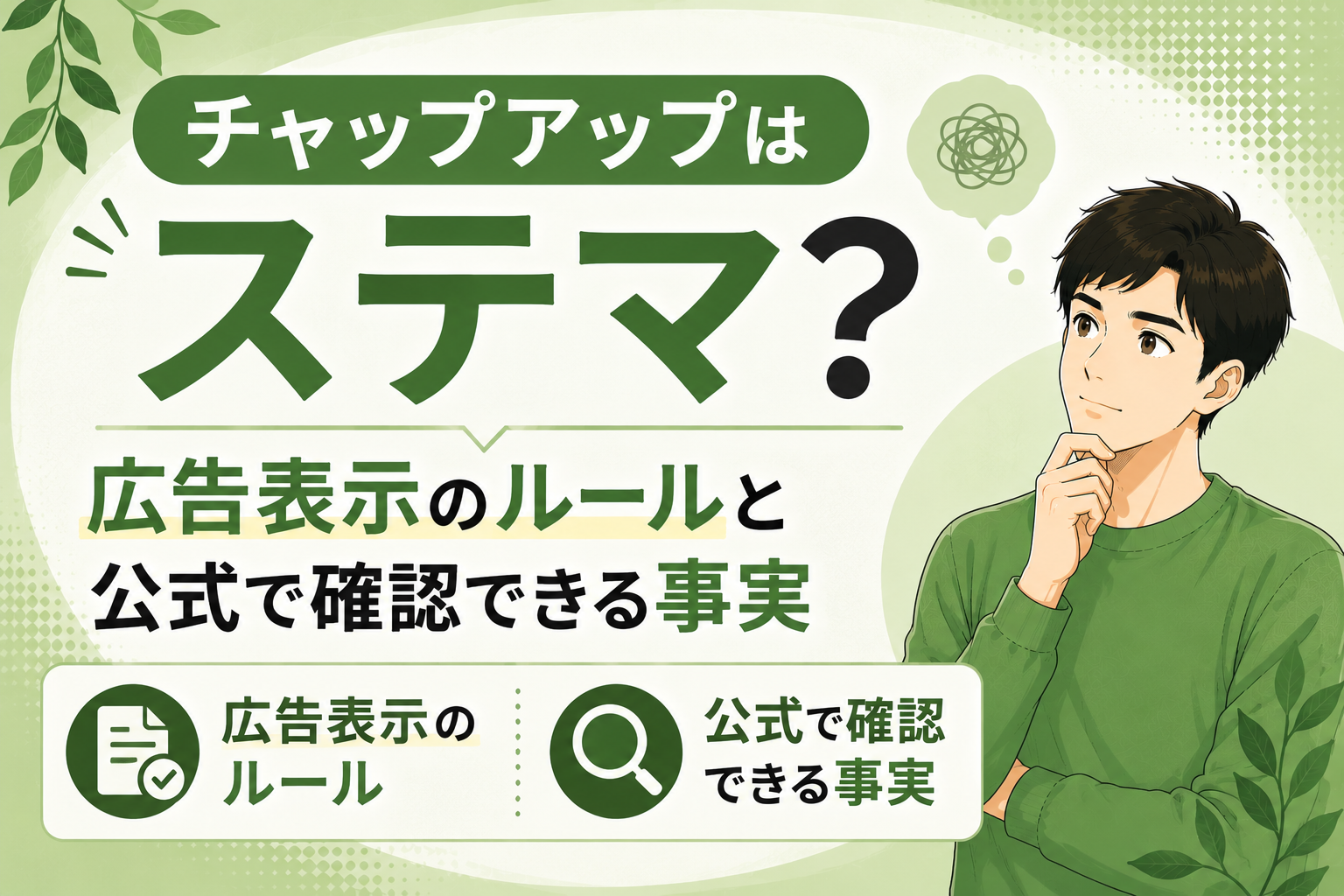 チャップアップはステマ？広告表示のルールと公式で確認できる事実を解説